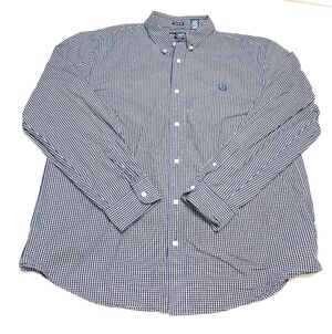 Chaps Navy and White Gingham Button Down Shirt